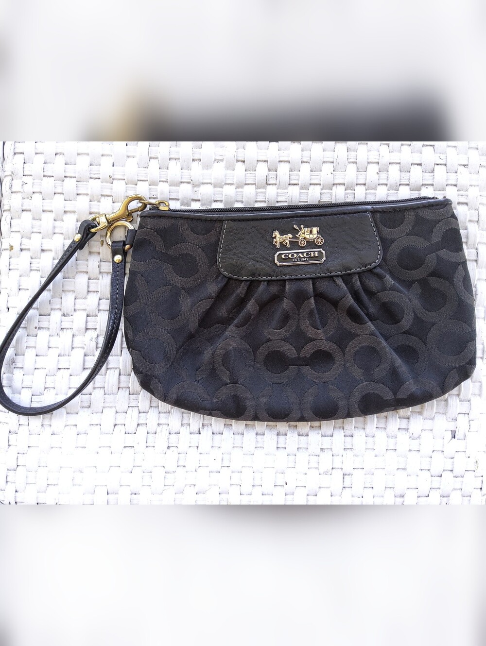 Coach Madison Canvas Leather Wristlet Clutch